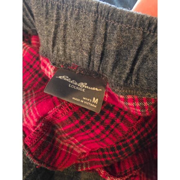 Eddie Bauer Mens Pajama Pants M Red Black Christmas 100% Cotton Pockets Sleep - Picture 4 of 5